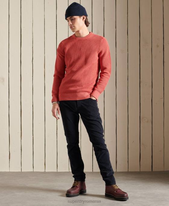 Superdry pulover texturat vopsit academiei îmbrăcăminte roșu bărbați JX0Z5300