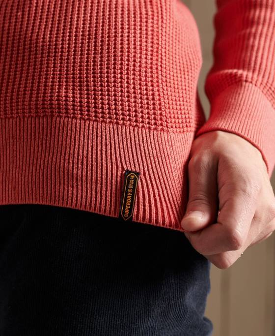 Superdry pulover texturat vopsit academiei îmbrăcăminte roșu bărbați JX0Z5300