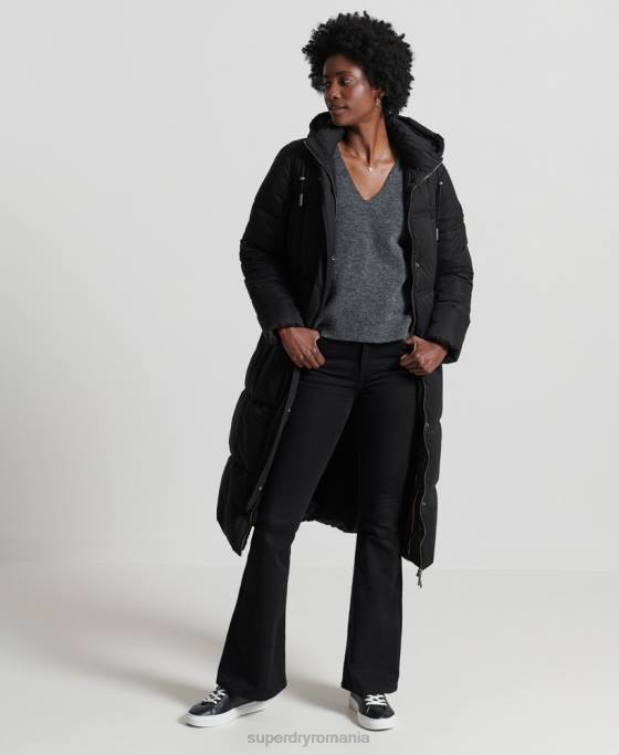 Superdry pulover tricotat cu decolteu în V studios îmbrăcăminte gri inchis femei JX0Z3992