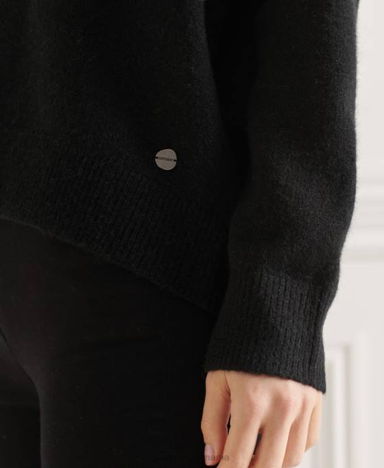 Superdry pulover tricotat cu decolteu în V studios îmbrăcăminte negru femei JX0Z4015