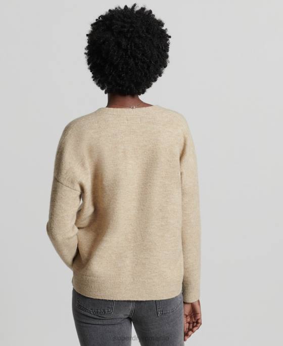 Superdry pulover tricotat cu decolteu în V studios îmbrăcăminte nud femei JX0Z4016