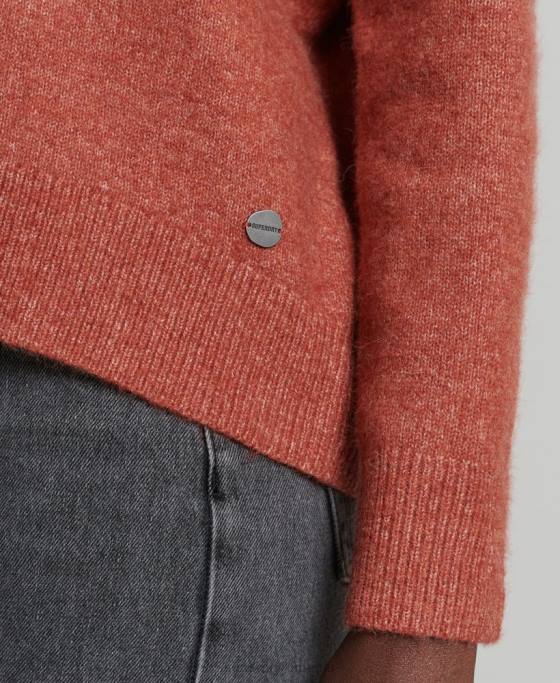 Superdry pulover tricotat cu decolteu în V studios îmbrăcăminte portocale femei JX0Z3984
