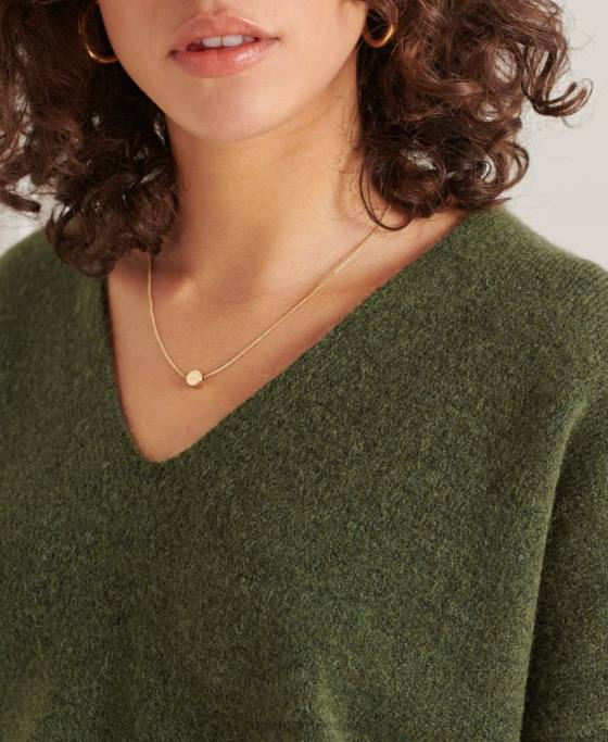 Superdry pulover tricotat cu decolteu în V studios îmbrăcăminte verde femei JX0Z4013