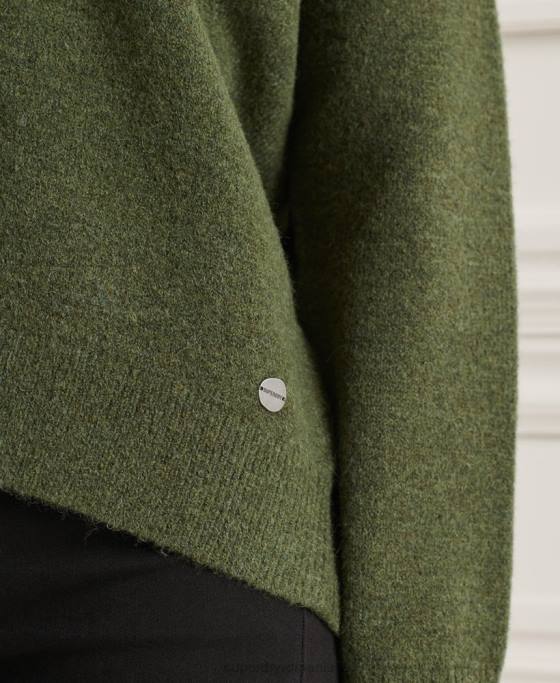 Superdry pulover tricotat cu decolteu în V studios îmbrăcăminte verde femei JX0Z4013