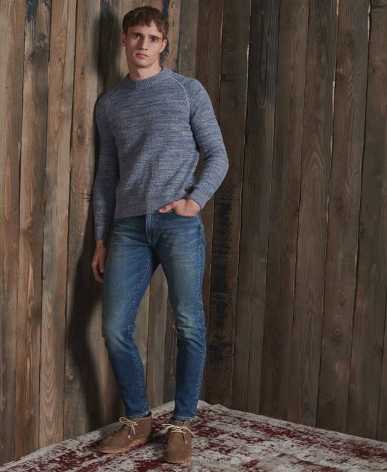 Superdry pulover tricotat keystone crew din bumbac organic îmbrăcăminte albastru bărbați JX0Z5316