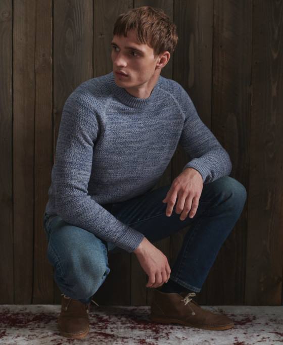 Superdry pulover tricotat keystone crew din bumbac organic îmbrăcăminte albastru bărbați JX0Z5316