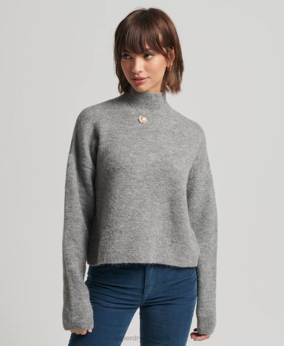 Superdry pulover vintage esențial cu gât fals îmbrăcăminte gri deschis femei JX0Z6630
