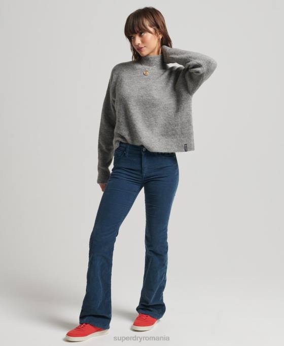 Superdry pulover vintage esențial cu gât fals îmbrăcăminte gri deschis femei JX0Z6630