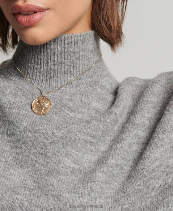 Superdry pulover vintage esențial cu gât fals îmbrăcăminte gri deschis femei JX0Z6630