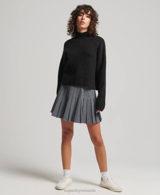 Superdry pulover vintage esențial cu gât fals îmbrăcăminte negru femei JX0Z6531