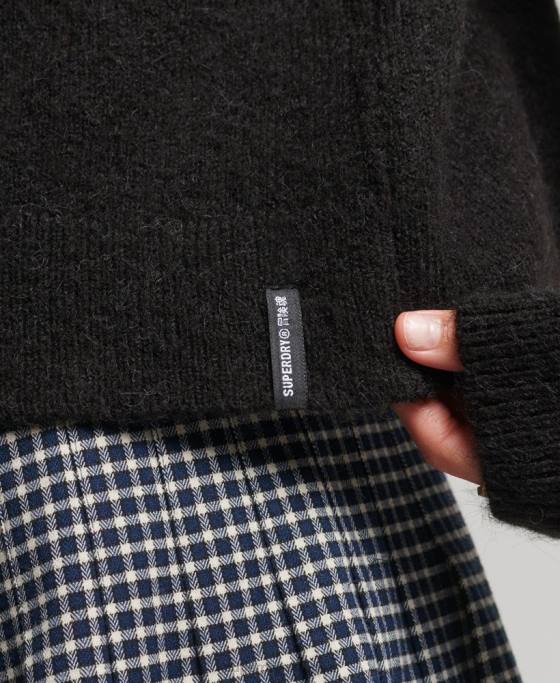 Superdry pulover vintage esențial cu gât fals îmbrăcăminte negru femei JX0Z6531