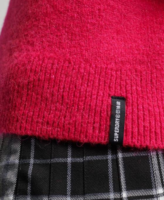 Superdry pulover vintage esențial cu gât fals îmbrăcăminte roz femei JX0Z3997