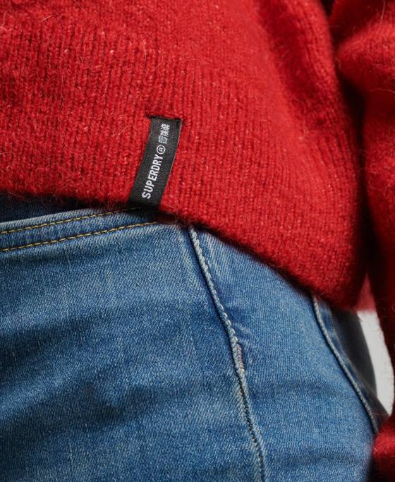Superdry pulover vintage esențial cu gât fals îmbrăcăminte roșu femei JX0Z3987