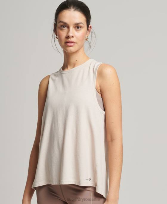 Superdry rezervor flex loose open back îmbrăcăminte cremă femei JX0Z6313