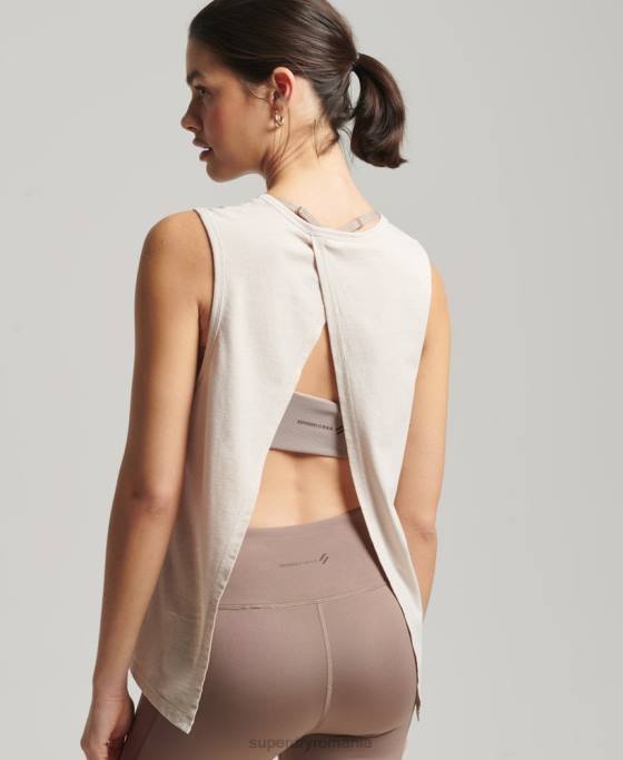 Superdry rezervor flex loose open back îmbrăcăminte cremă femei JX0Z6313