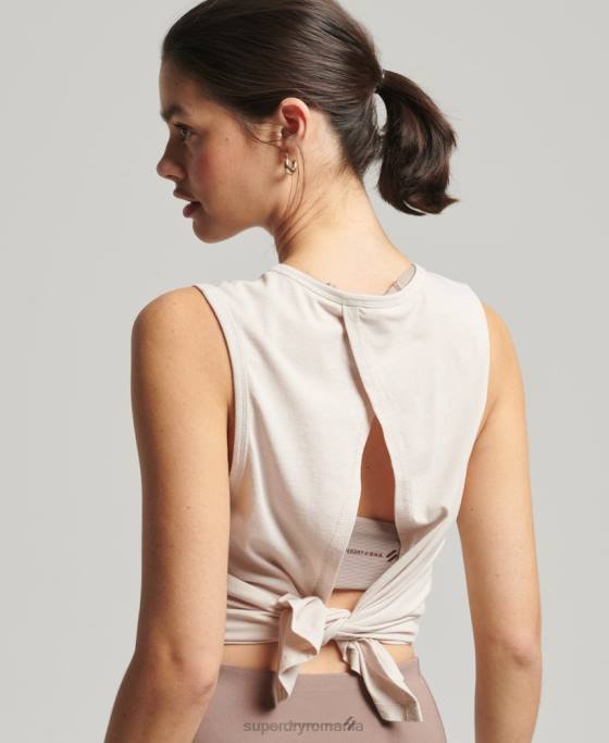 Superdry rezervor flex loose open back îmbrăcăminte cremă femei JX0Z6313