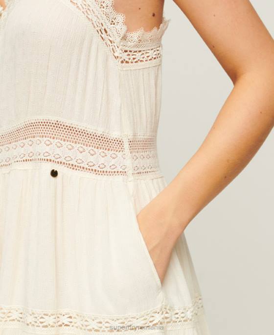 Superdry rochie alana cami îmbrăcăminte cremă femei JX0Z2370