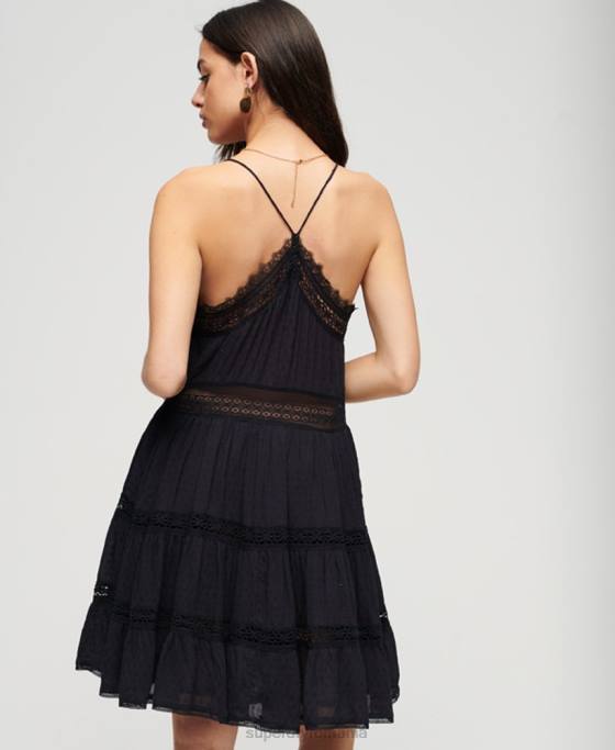 Superdry rochie alana cami îmbrăcăminte negru femei JX0Z2398
