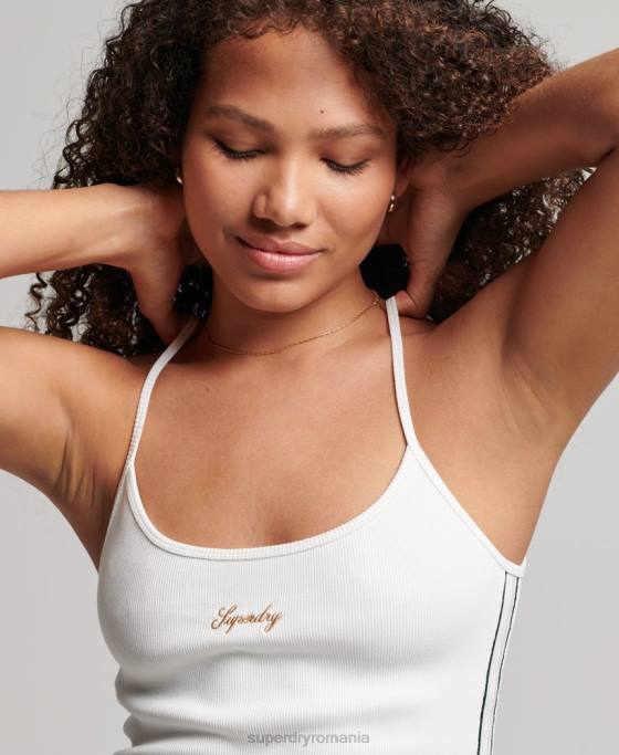 Superdry rochie cu bretele cu logo îmbrăcăminte alb femei JX0Z2458