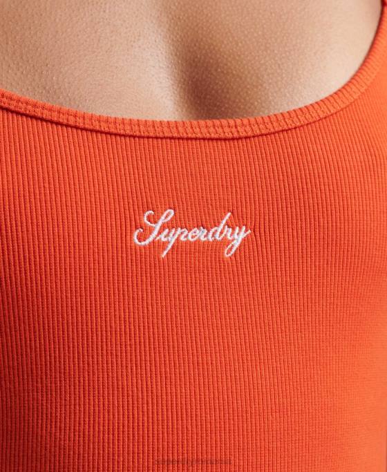 Superdry rochie cu bretele cu logo îmbrăcăminte portocale femei JX0Z2471