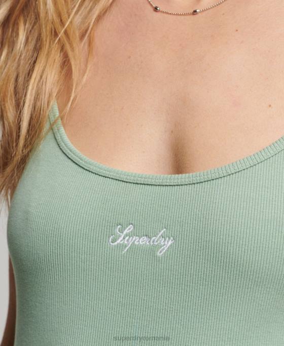 Superdry rochie cu bretele cu logo îmbrăcăminte verde femei JX0Z2455