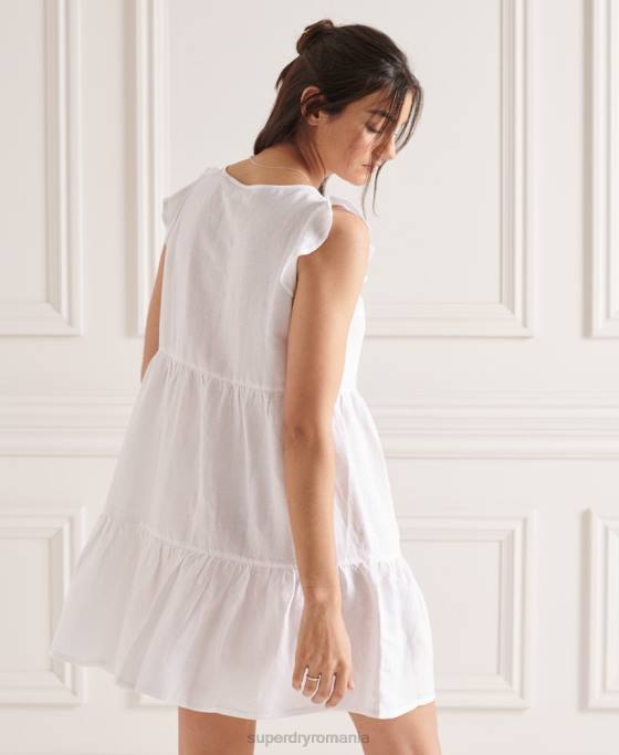 Superdry rochie cu etaje tinsley îmbrăcăminte alb femei JX0Z2514