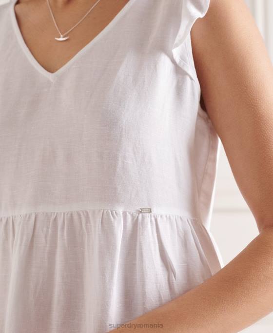 Superdry rochie cu etaje tinsley îmbrăcăminte alb femei JX0Z2514