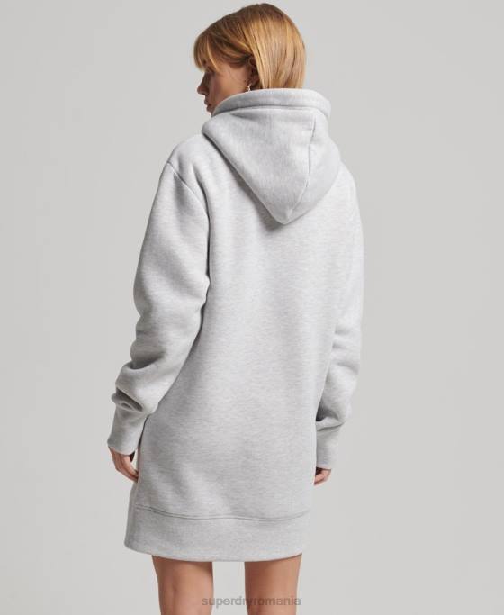 Superdry rochie cu glugă cu logo vintage din bumbac organic îmbrăcăminte gri deschis femei JX0Z2482