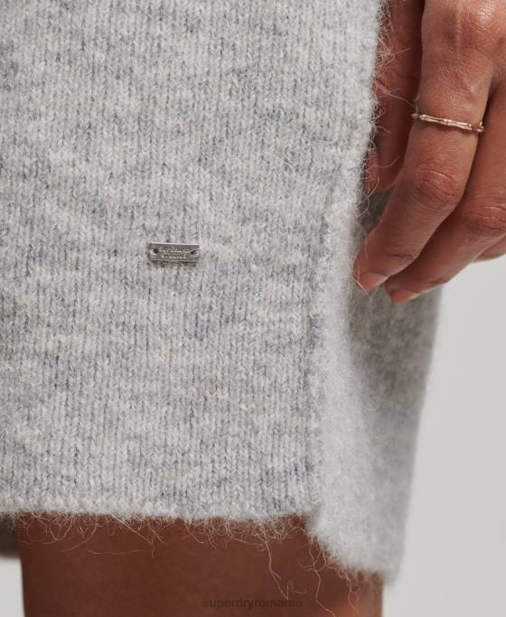 Superdry rochie cu guler îmbrăcăminte gri deschis femei JX0Z2419