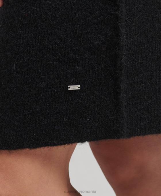 Superdry rochie cu guler îmbrăcăminte negru femei JX0Z2459