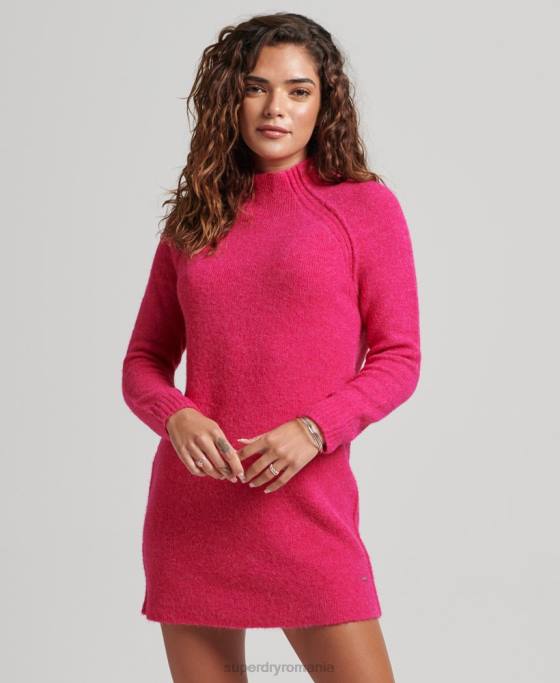 Superdry rochie cu guler îmbrăcăminte roz femei JX0Z2440
