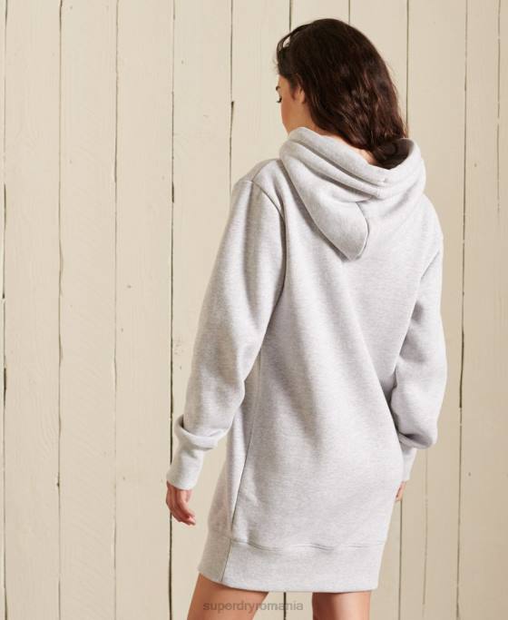Superdry rochie cu hanoraș brodat cu logo vintage îmbrăcăminte gri deschis femei JX0Z2487