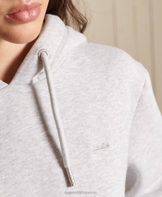 Superdry rochie cu hanoraș brodat cu logo vintage îmbrăcăminte gri deschis femei JX0Z2487