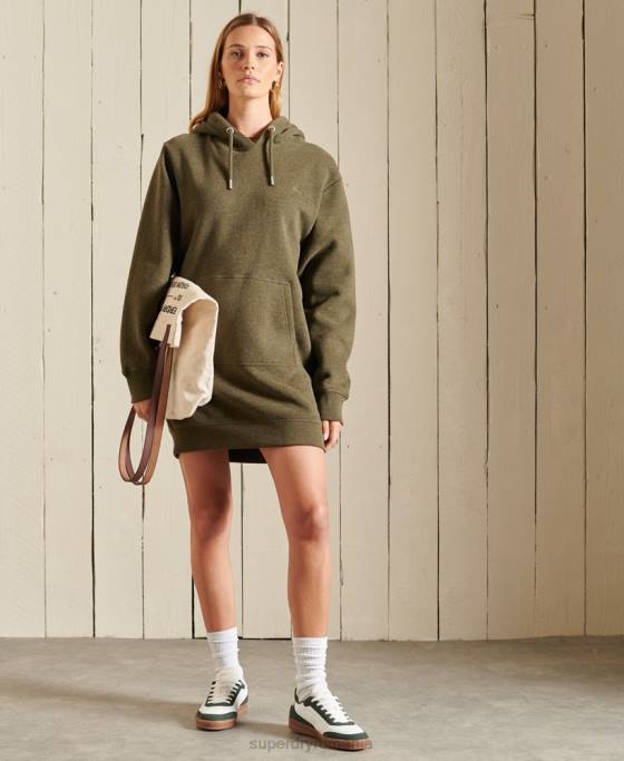 Superdry rochie cu hanoraș brodat cu logo vintage îmbrăcăminte kaki femei JX0Z2521