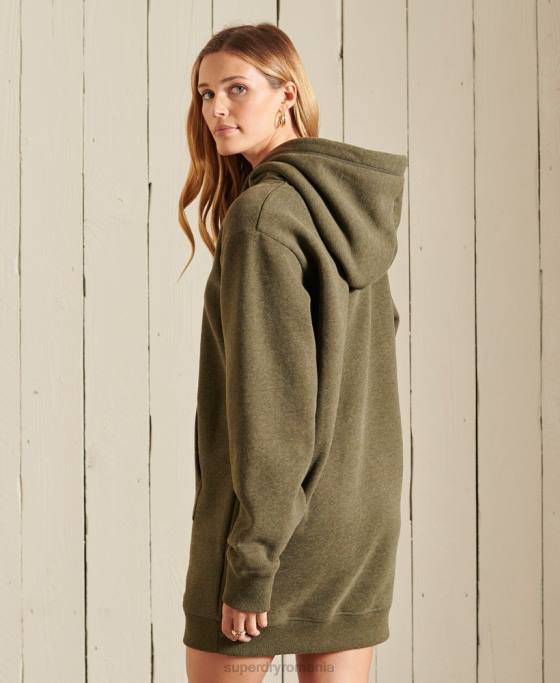 Superdry rochie cu hanoraș brodat cu logo vintage îmbrăcăminte kaki femei JX0Z2521