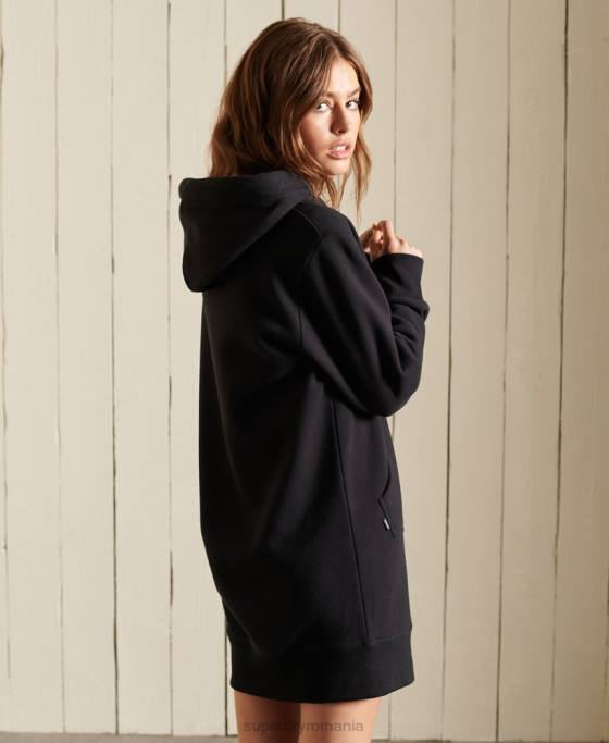 Superdry rochie cu hanoraș brodat cu logo vintage îmbrăcăminte negru femei JX0Z2532