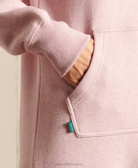 Superdry rochie cu hanoraș brodat cu logo vintage îmbrăcăminte roz femei JX0Z2541