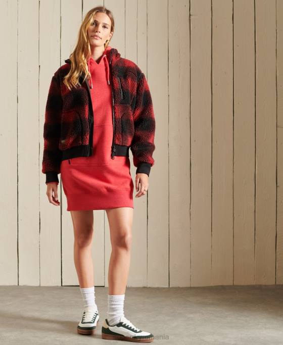 Superdry rochie cu hanoraș brodat cu logo vintage îmbrăcăminte roșu femei JX0Z2540