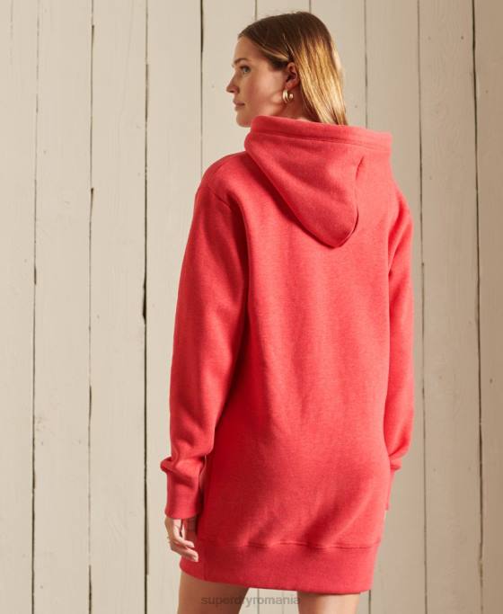 Superdry rochie cu hanoraș brodat cu logo vintage îmbrăcăminte roșu femei JX0Z2540