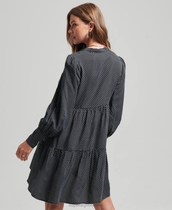 Superdry rochie cupro peplum îmbrăcăminte negru femei JX0Z2444