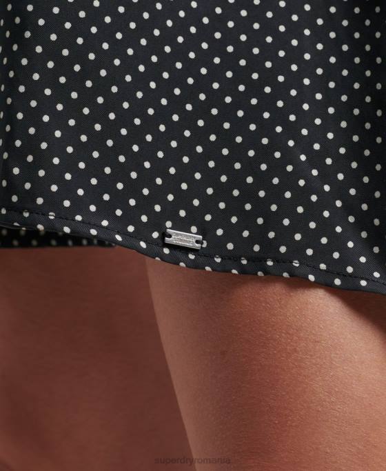 Superdry rochie cupro peplum îmbrăcăminte negru femei JX0Z2444