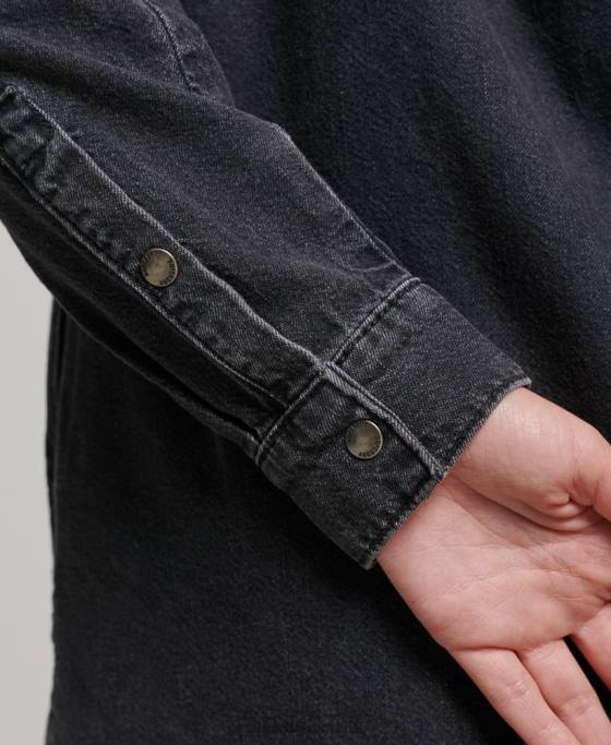 Superdry rochie cămașă denim îmbrăcăminte gri inchis femei JX0Z2506