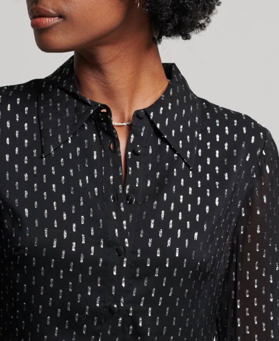 Superdry rochie cămașă mini cu imprimeu îmbrăcăminte negru femei JX0Z2468