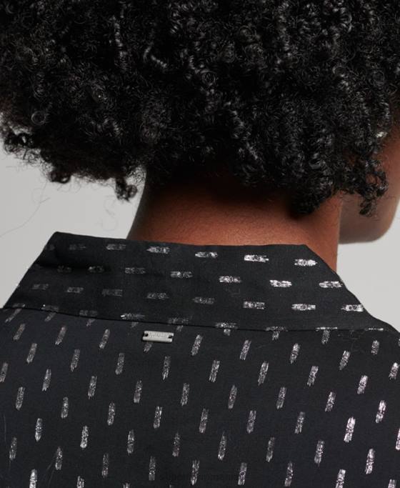 Superdry rochie cămașă mini cu imprimeu îmbrăcăminte negru femei JX0Z2468