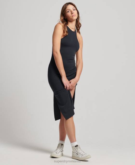 Superdry rochie de curse din tricou îmbrăcăminte negru femei JX0Z2372