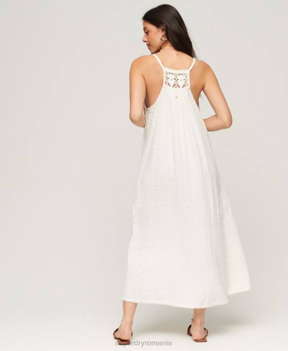 Superdry rochie de epocă lungă cami cu halter îmbrăcăminte cremă femei JX0Z2390