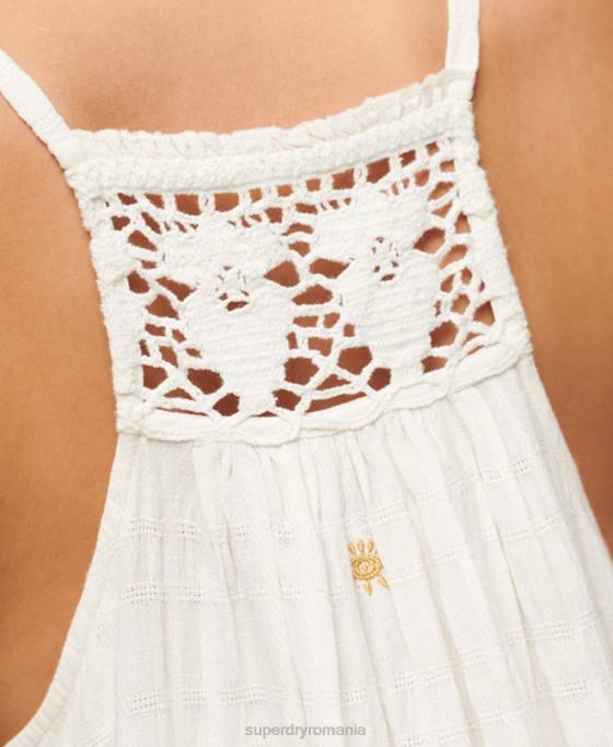 Superdry rochie de epocă lungă cami cu halter îmbrăcăminte cremă femei JX0Z2390
