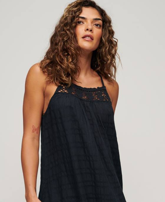 Superdry rochie de epocă lungă cami cu halter îmbrăcăminte marina femei JX0Z1986