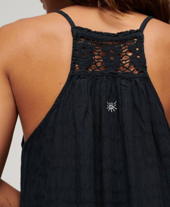 Superdry rochie de epocă lungă cami cu halter îmbrăcăminte marina femei JX0Z1986