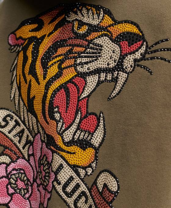 Superdry rochie de transpirație cu hanoraș cu tatuaj îmbrăcăminte verde femei JX0Z2517